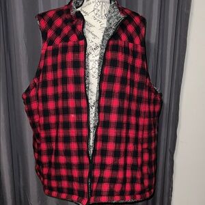 Maurices Red and Black Plaid Vest